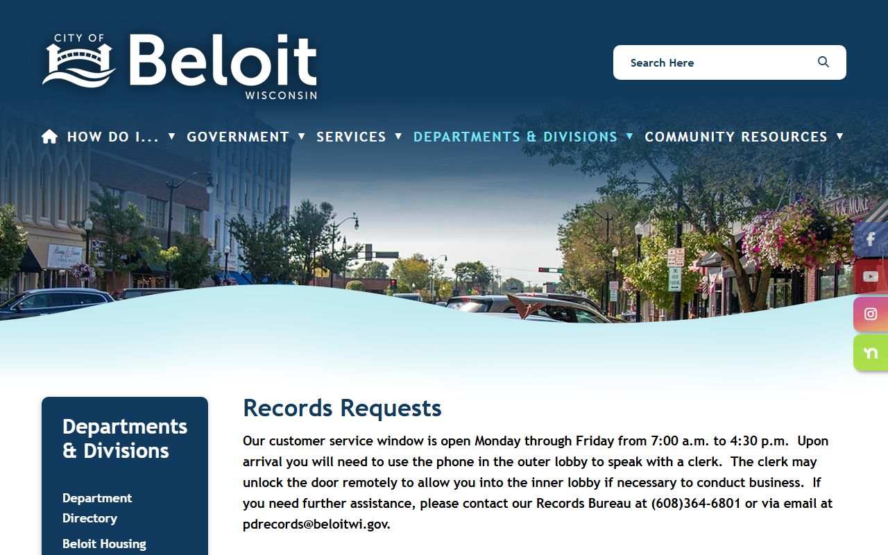 Beloit Divorce Records city records request