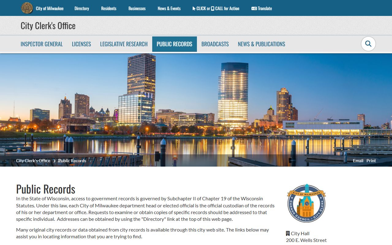 Milwaukee Divorce Records City Clerk public records