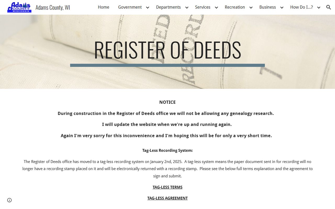 Adams County Divorce Records Register of Deeds