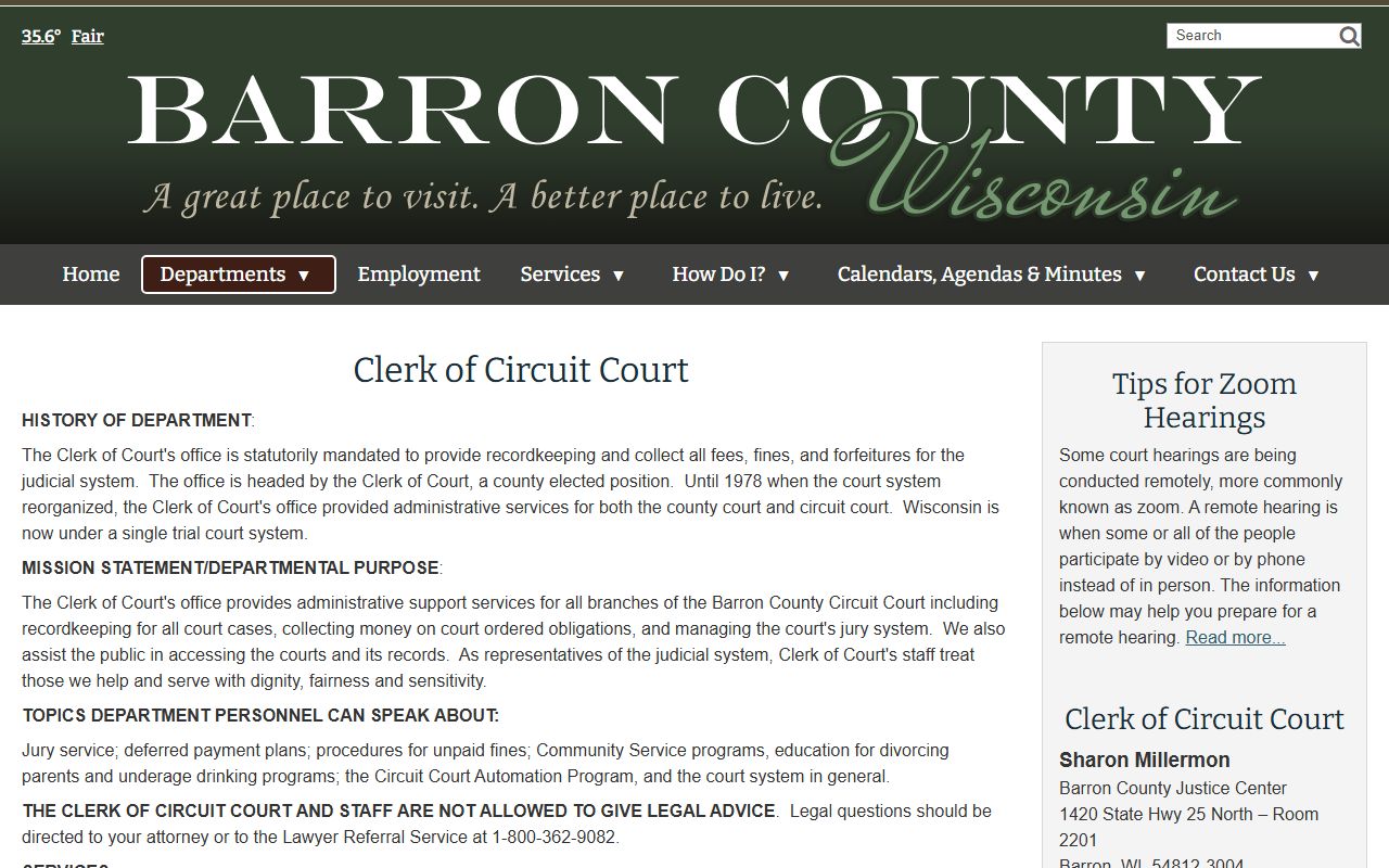 Barron County Divorce Records clerk office