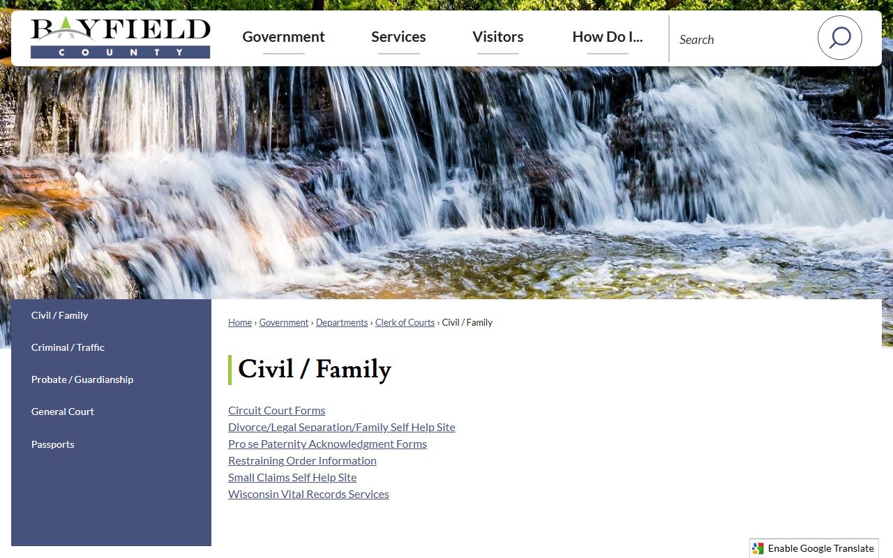 Bayfield County Divorce Records civil and family court