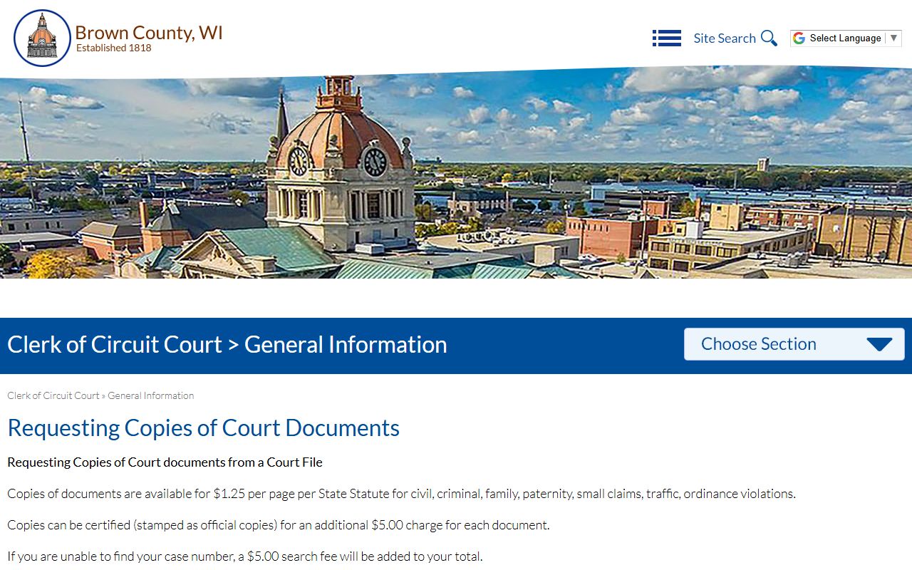 Brown County Divorce Records at the Clerk of Circuit Court