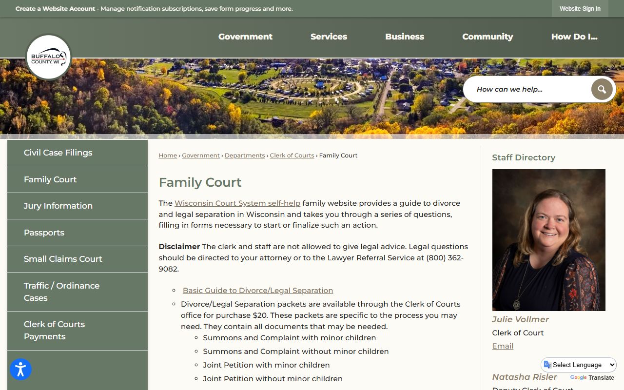Buffalo County Divorce Records and family court access