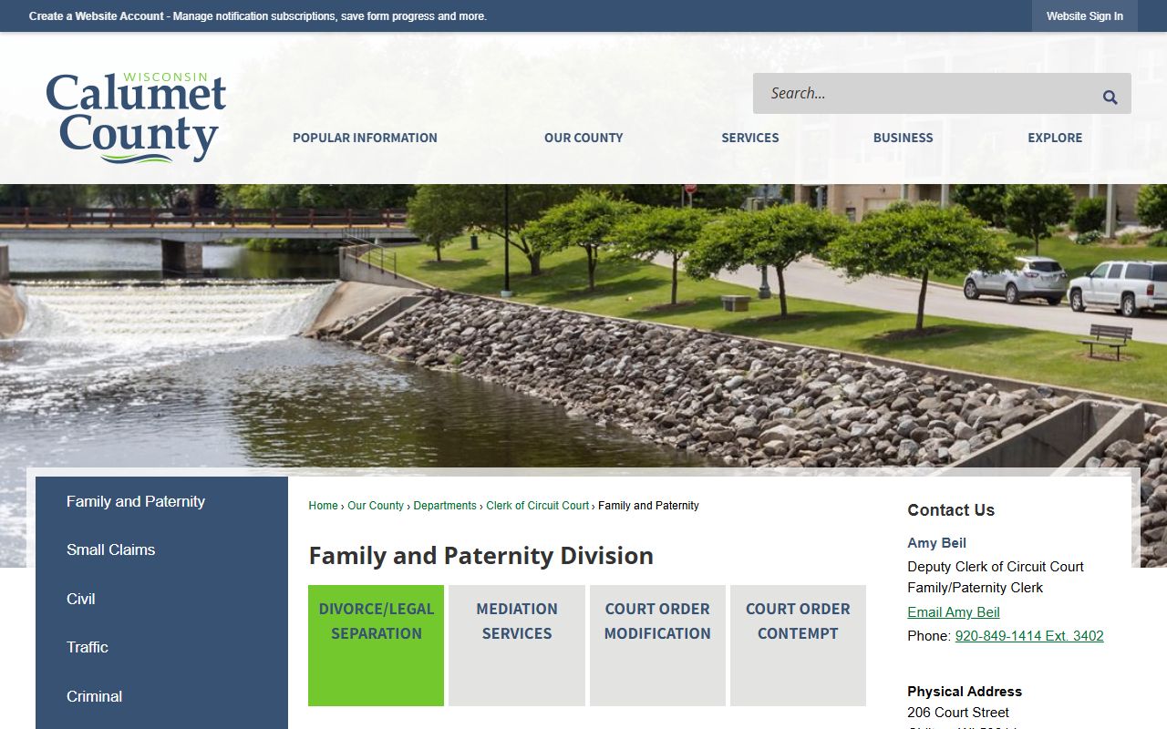 Calumet County Divorce Records and Family Court Services