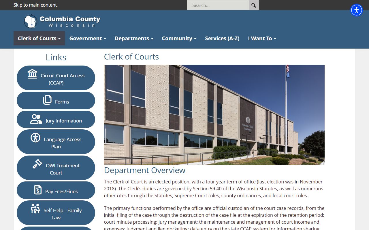 Columbia County Divorce Records at the Clerk of Courts