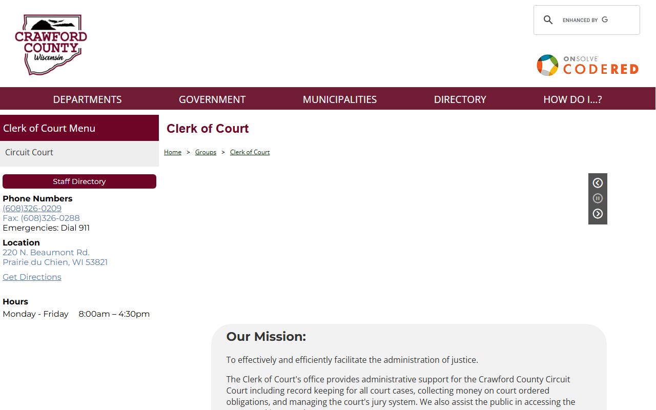 Crawford County Divorce Records at the Clerk of Court