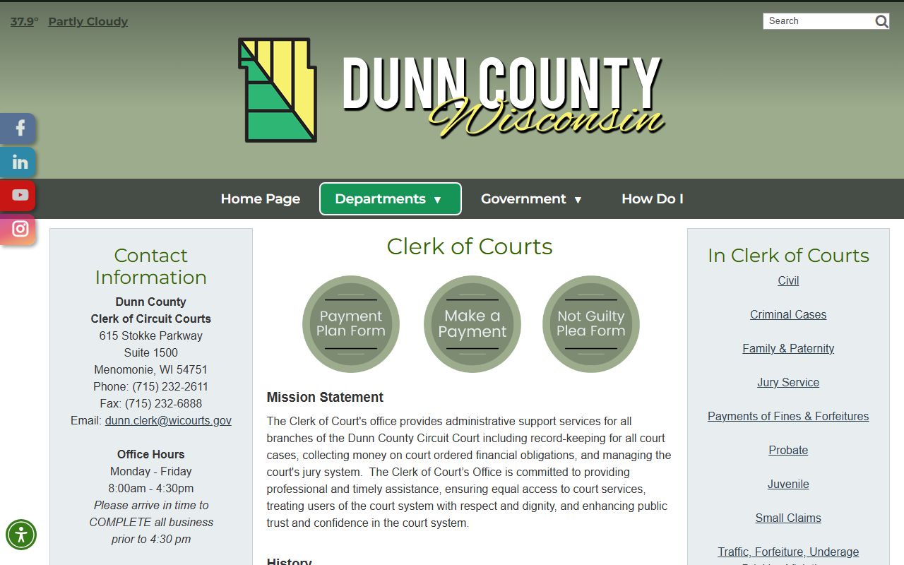 Dunn County Divorce Records clerk of courts