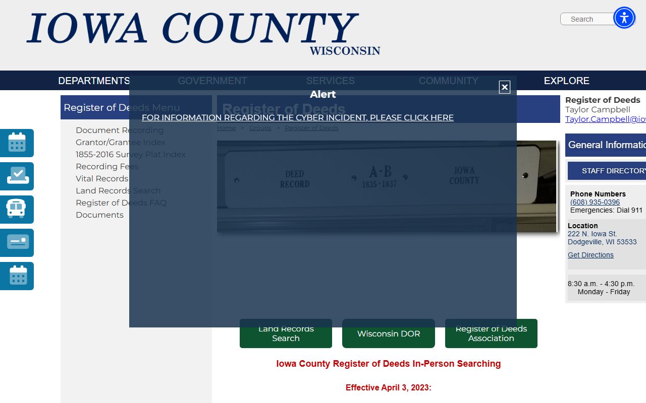 Iowa County Divorce Records register of deeds