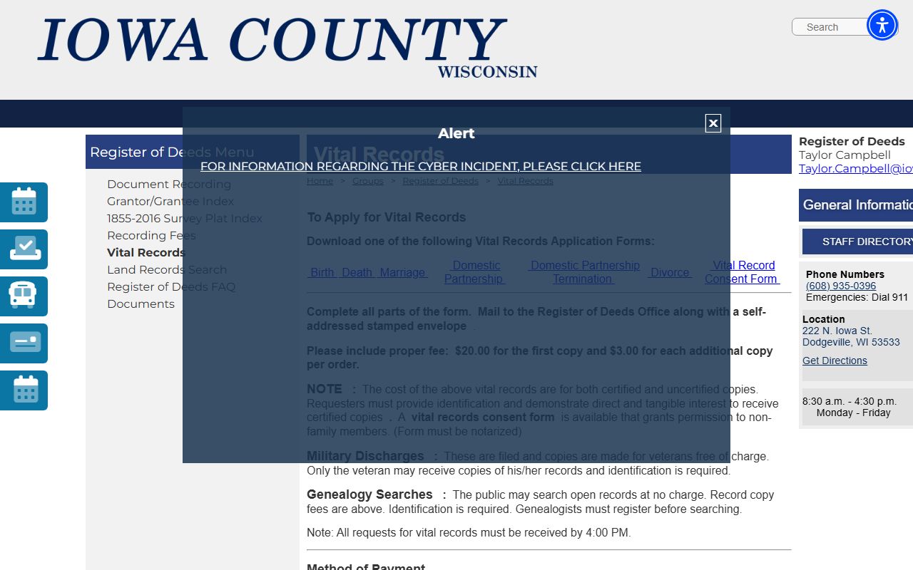 Iowa County Divorce Records vital records office