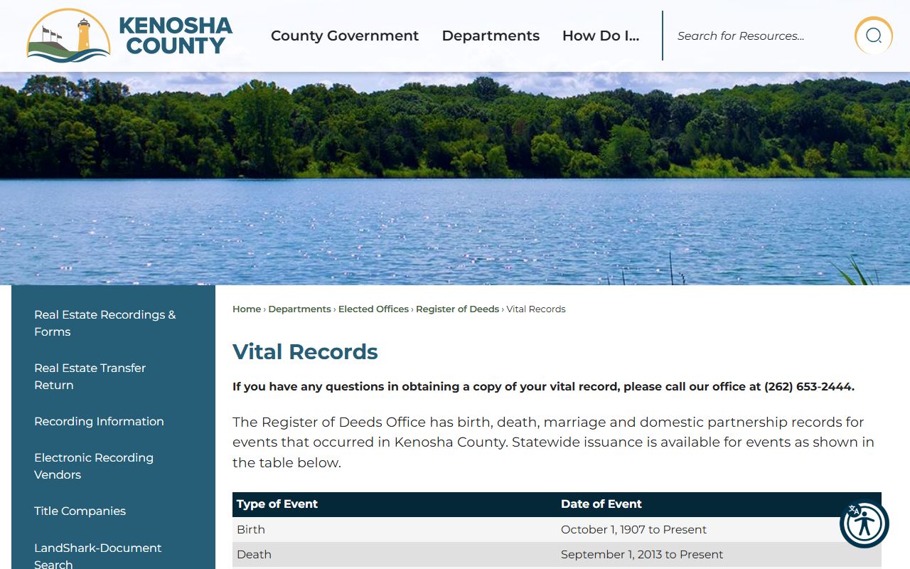 Kenosha Divorce Records Kenosha County vital records page