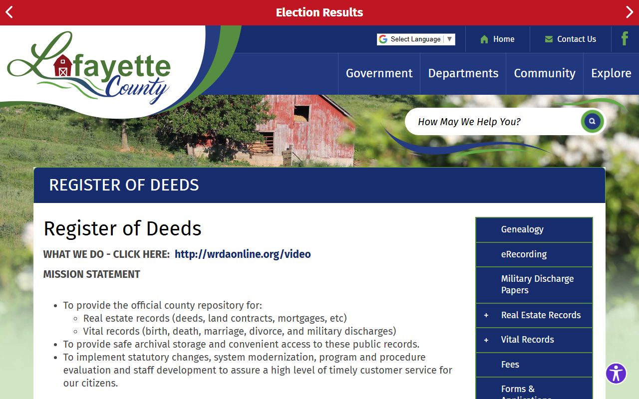 Lafayette County Divorce Records at the Register of Deeds