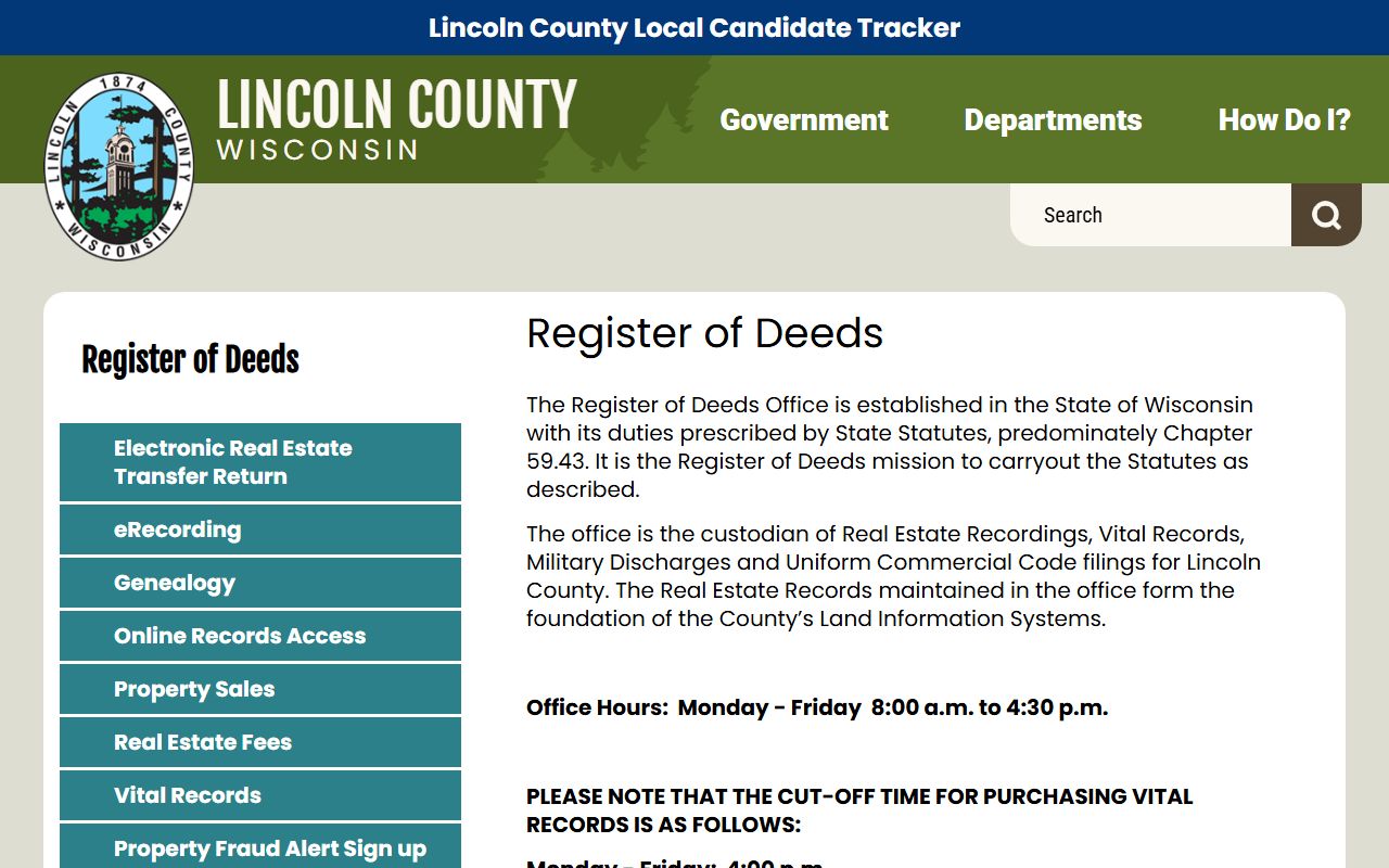 Lincoln County Divorce Records register of deeds