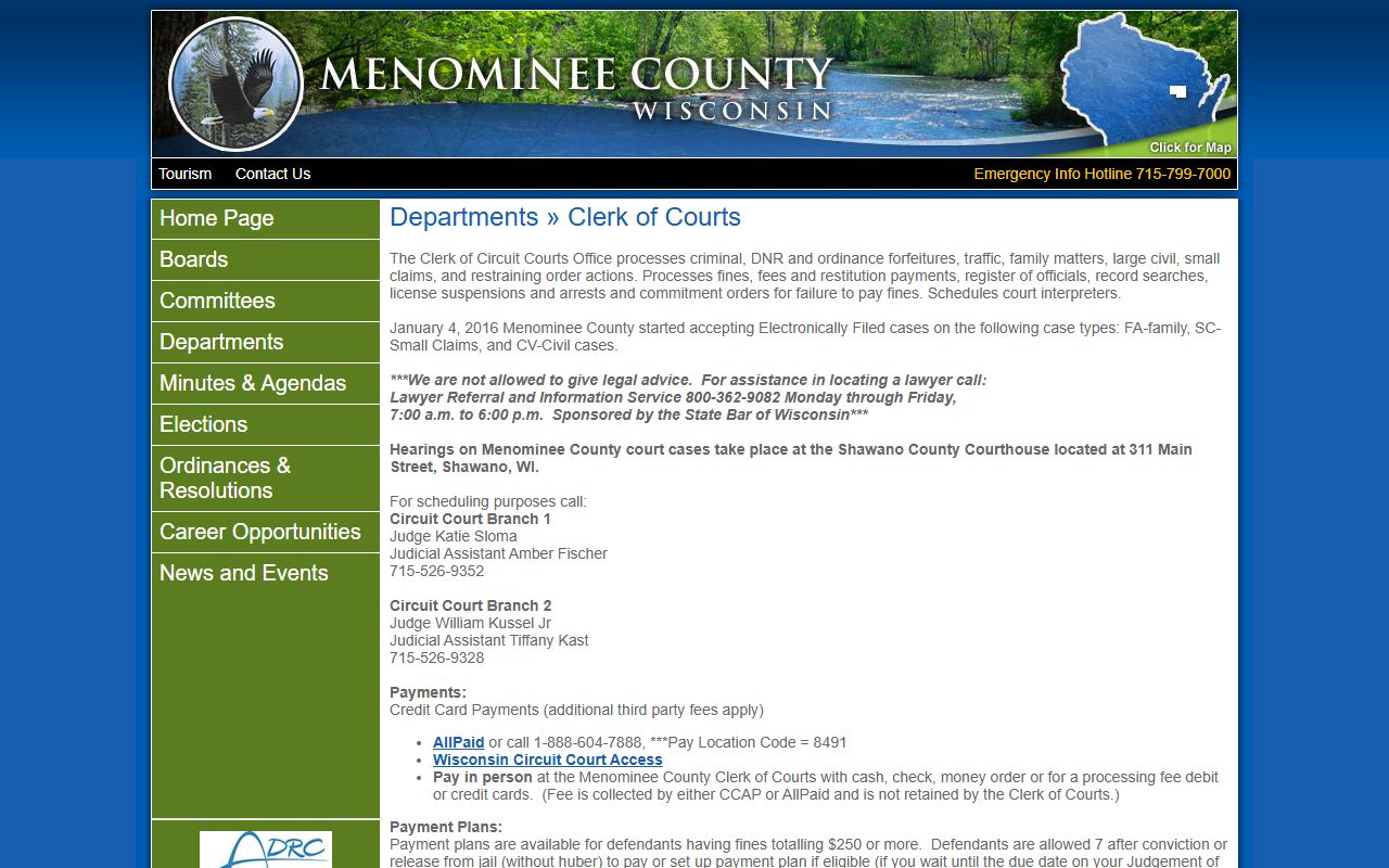 Menominee County Divorce Records clerk of court