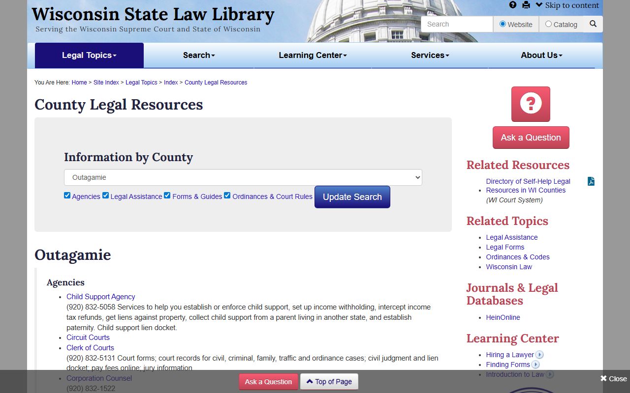Outagamie County Divorce Records legal resources