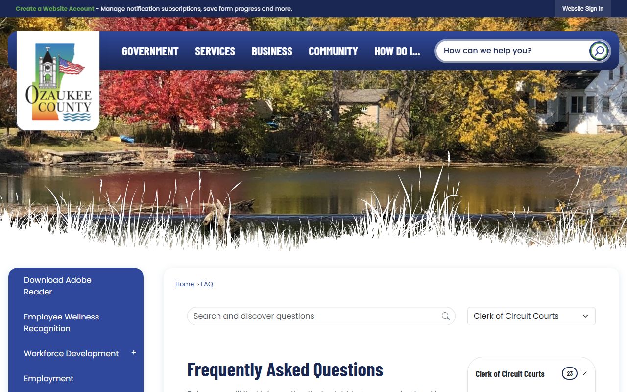 Ozaukee County Divorce Records clerk FAQ