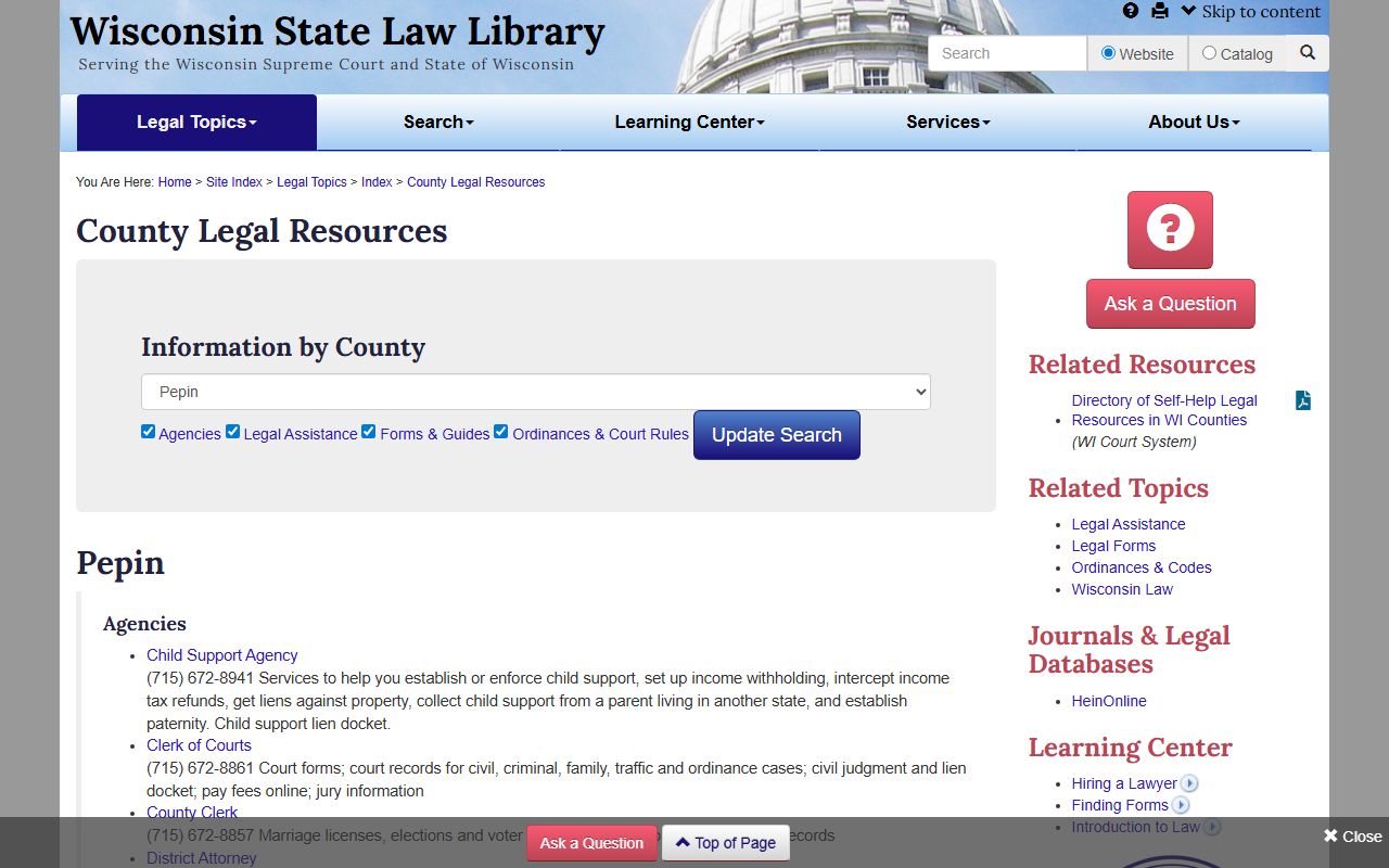 Pepin County Divorce Records legal resources