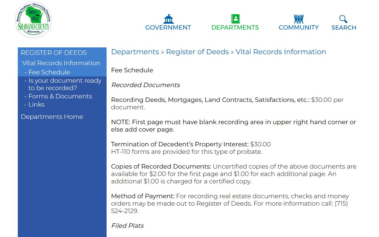 Shawano County Divorce Records vital records