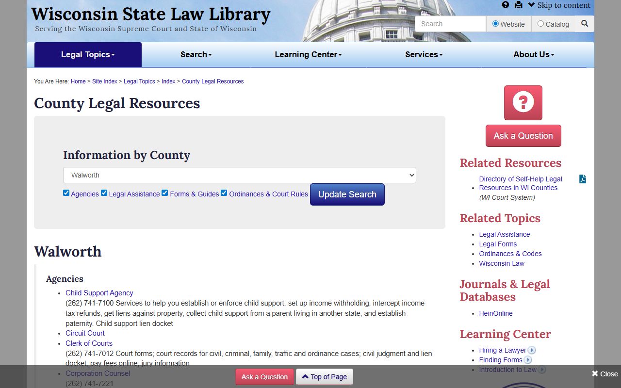 Walworth County Divorce Records legal resources
