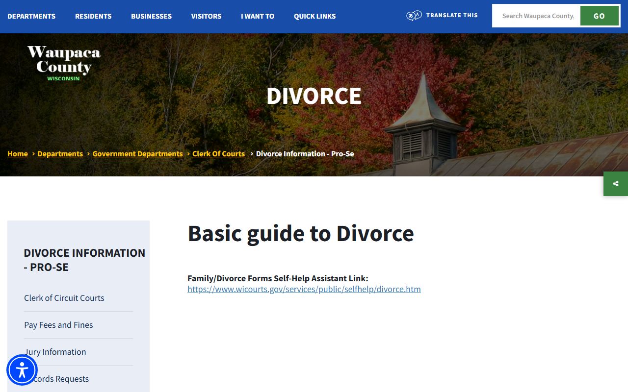 Waupaca County Divorce Records family court