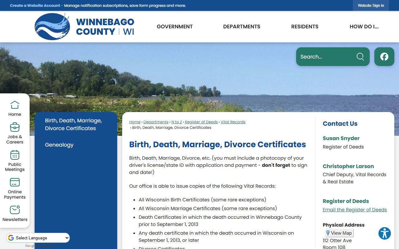Winnebago County Divorce Records vital records office