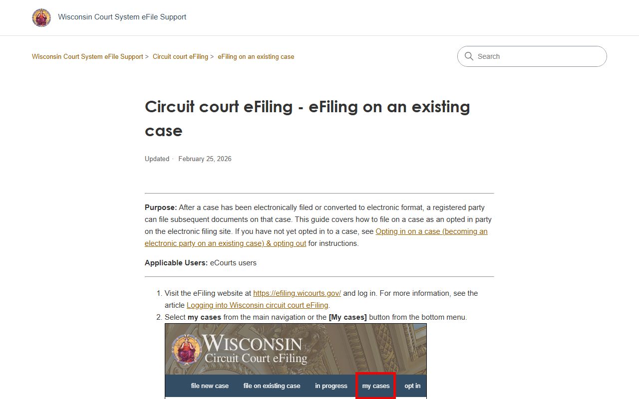 Wisconsin Divorce Records Wisconsin court eFiling guide