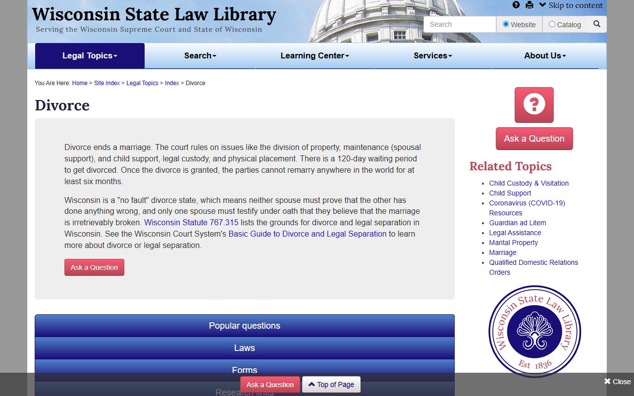 Wisconsin Divorce Records Wisconsin State Law Library divorce resources
