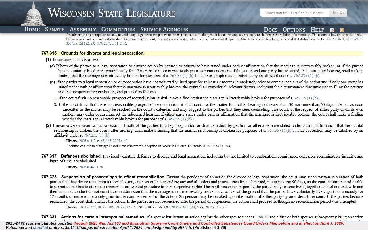 Wisconsin Divorce Records Wisconsin statutes divorce grounds